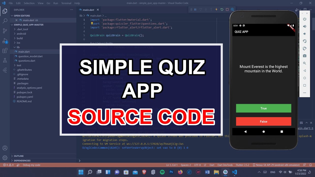 Simple Quiz App With Source Code - YouTube