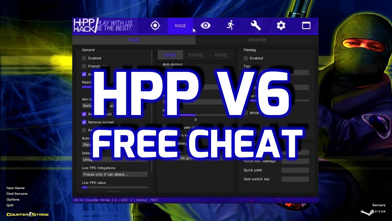 CounterStrike 1.6 HPP CHEAT LEGIT AIM / RAGE AIMBOT / VISUALS / KREEDZ STEAM HPP V6