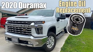 How to change ENGINE OIL on a 2020 Silverado 2500HD Duramax!! *Quick and Easy*