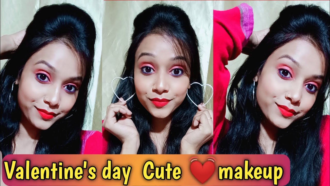super easy Valentine's day cute makeup tutorial || Valentine's day ...