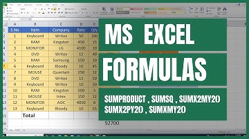 How to use  SUM PRODUCT SUMSQ SUMX2MY2 SUMX2PY2 SUMXMY2 in MS Excel - Sum Formulas part 2