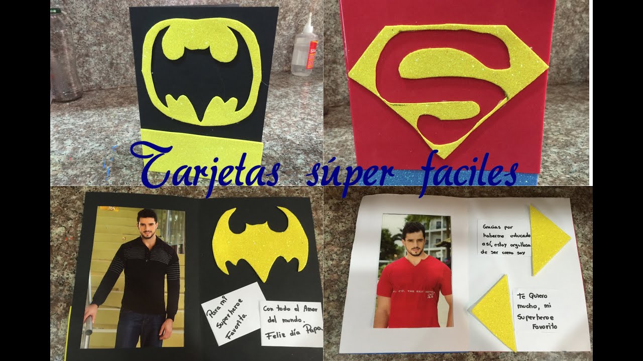 Cómo hacer una tarjeta para el Día del padre superheroe Papa, cute and easy  cards for dad #tarjetas - YouTube