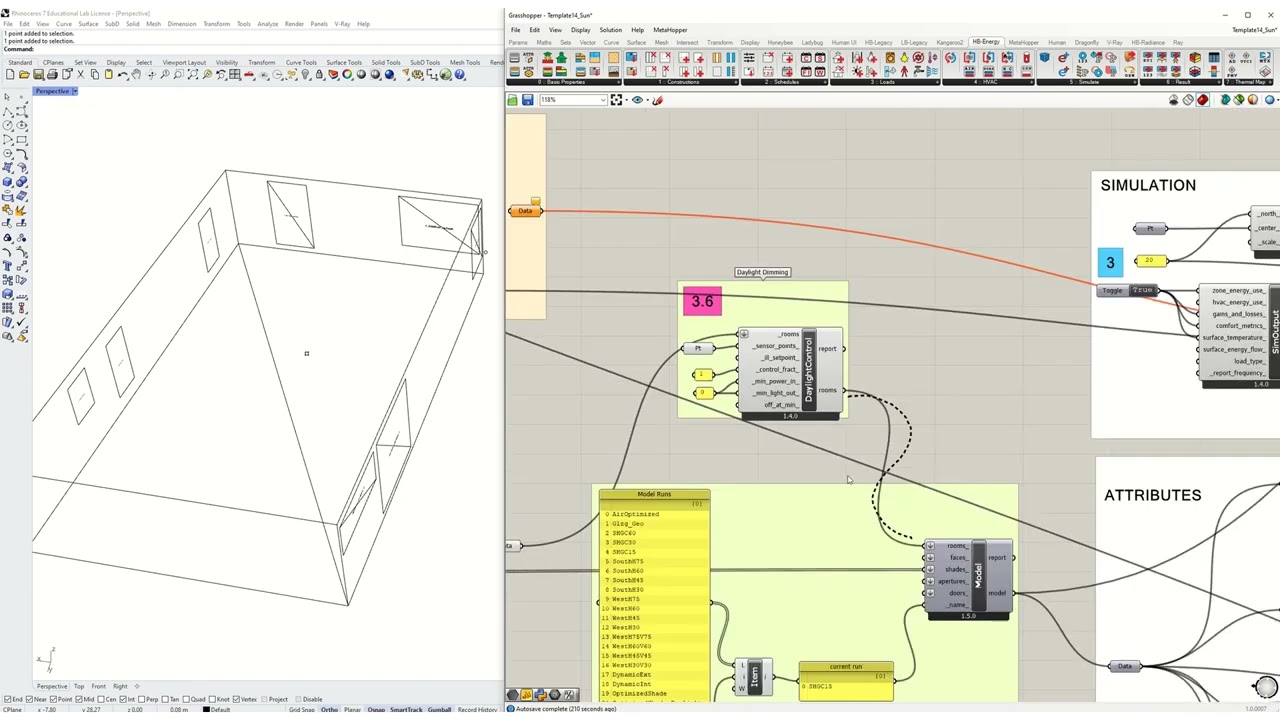Honeybee V1.4 :: Daylight Dimming and Performance Visualizations [Tutorial 3.5]