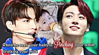 when he sees your baby is pinching your while drinking your milk #jungkookff #btsff #jk