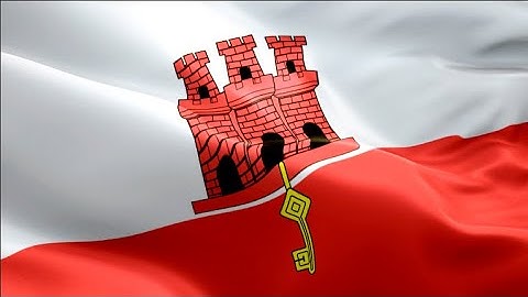 Gibraltar waving flag. National 3d Europe flag waving. Sign of Rock of Gibraltar. Gibraltar flag