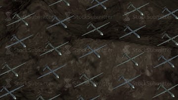 flock of Military Predator Drone Flying During terrain