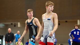 U17 R. Pajuviidik (EST) vs A. Reinio (EST). Finals Estonia Greco-roman 55kg youth wrestling.