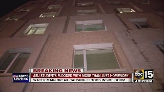 ASU dorm floods with water, into street
