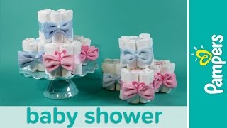 How to Make Mini Diaper Cakes | Pampers Gender Reveal Baby Shower Ideas