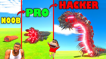 UPGRADING NOOB WORM into HACKER in NOOB vs PRO vs HACKER Animal Revolt Battle Simulator SHINCHAN