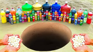 Experiment: Giant Coca Cola, Fanta, Chupa Chups, Mirinda, Pepsi Vs Mentos In Underground Deep Hole