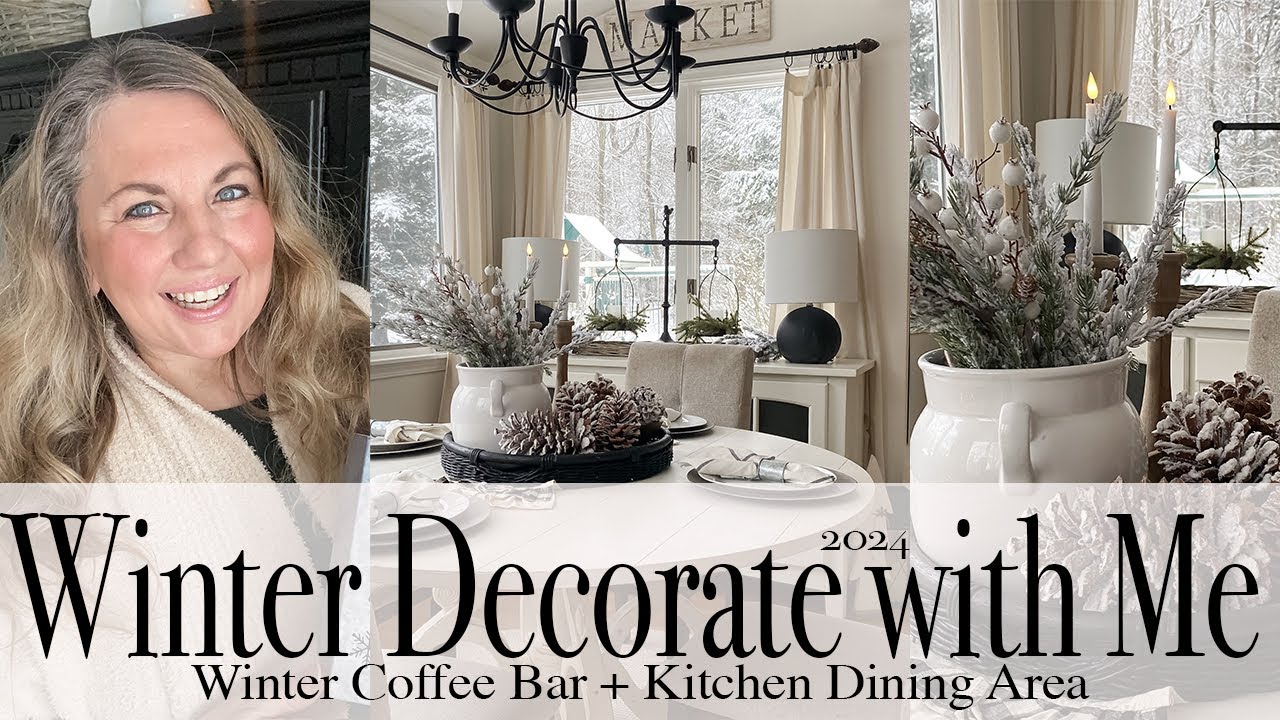 Cozy Winter Decorating Ideas – Winter Coffee Bar + Kitchen Dining Area -  Mother Thyme