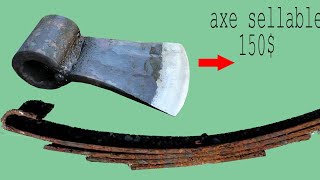 : Making Axe sellable 150$ out of trash - Making axe from an Old Rusty leaf-springs