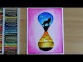 Easy Trick Oil Pastel Drawing Ideas - A Sunset Moonlight Scenery