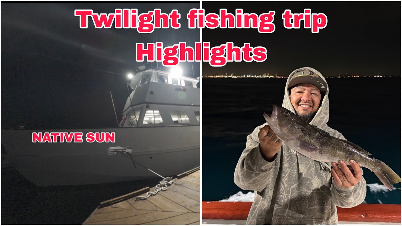 Twilight fishing trip on the Native Sun (HIGHLIGHTS)  Sand Bass!!!!