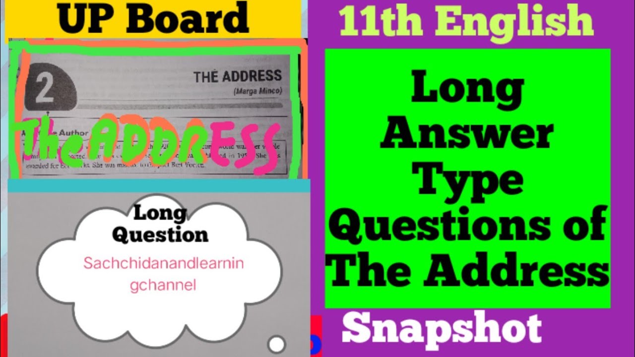 Long Answer Type Questions of the Address | Long Questions Answer of ...