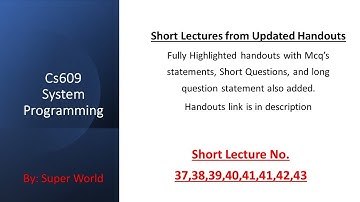 Cs609 Short Lecture 37,38,39,40,41,42,43 | Week 4, Part 1