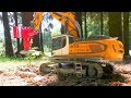 RC LIEBHERR R970 SME WITH WOOD CUTTER! COOL RC ACTION IN THE WOODS!