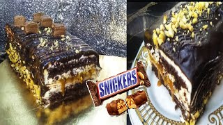 تورتة الاسنيكرز الفاخرة بطبقات,وبكريمة الاسنيكرز الغنية,snickers cake#محتوي_رائج