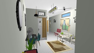 House plan 3D design with Shop and Basement || 17'×64' + 17'×68' - 1996 sqft || @RikoPlan 0108