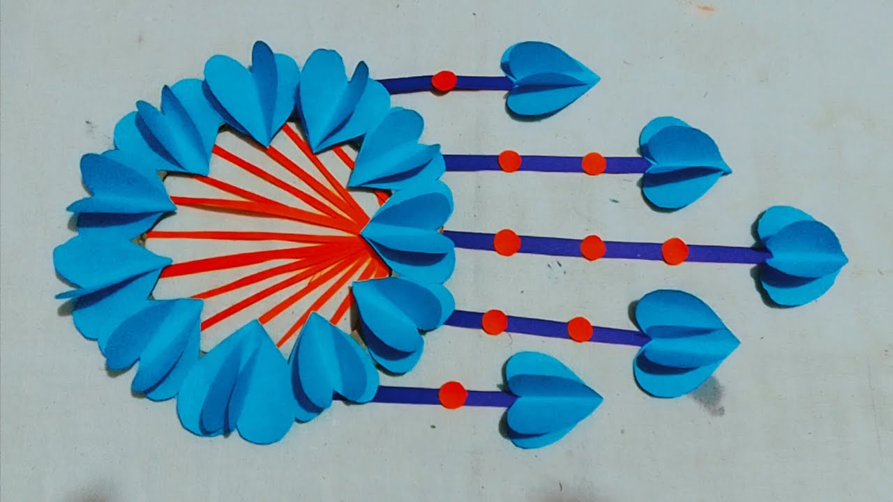 sky blue chart paper wall hanging very easy and beautiful || wall ...