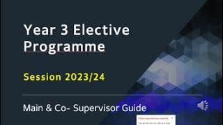 Year 3 Elective Supervisor Guide