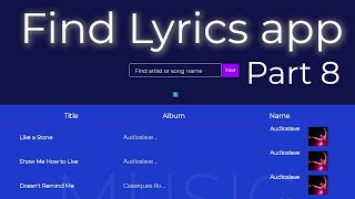 Html, css, javascript Find lyrics app. Last Part 8.