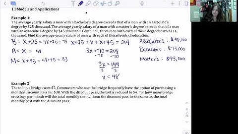 College Algebra 1.3 Models & Applications, Part 1