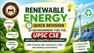 RENEWABLE ENERGY| QUICK REVISION OF ENVIRONMENT FOR THE UPSC CSE and other competitive examinations