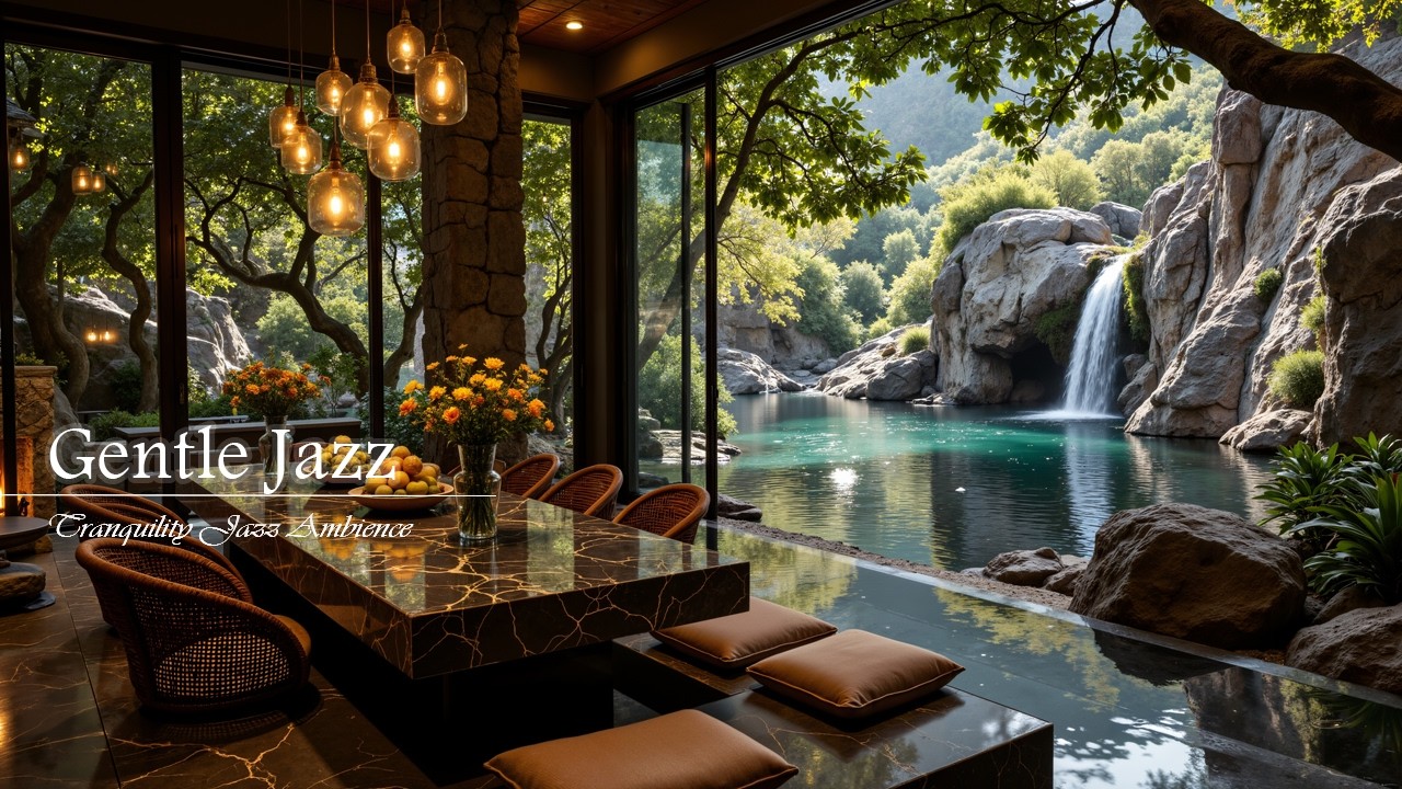 Роскошный Ресторан С Успокаивающей Джазовой Музыкой | Нежный Джаз С Видом На Спокойное Озеро Для ...