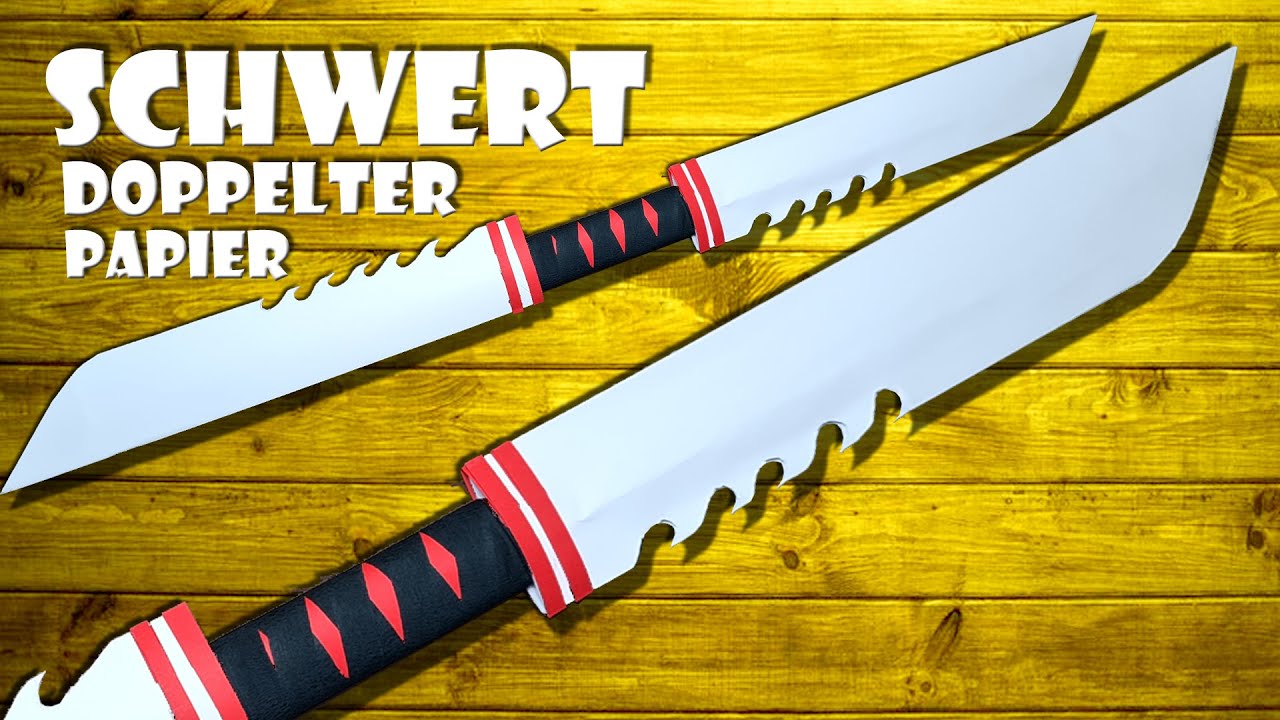doppelter Schwert selber machen aus Papier Spielzeug basteln - paper double sword toy DIY craft [4K]