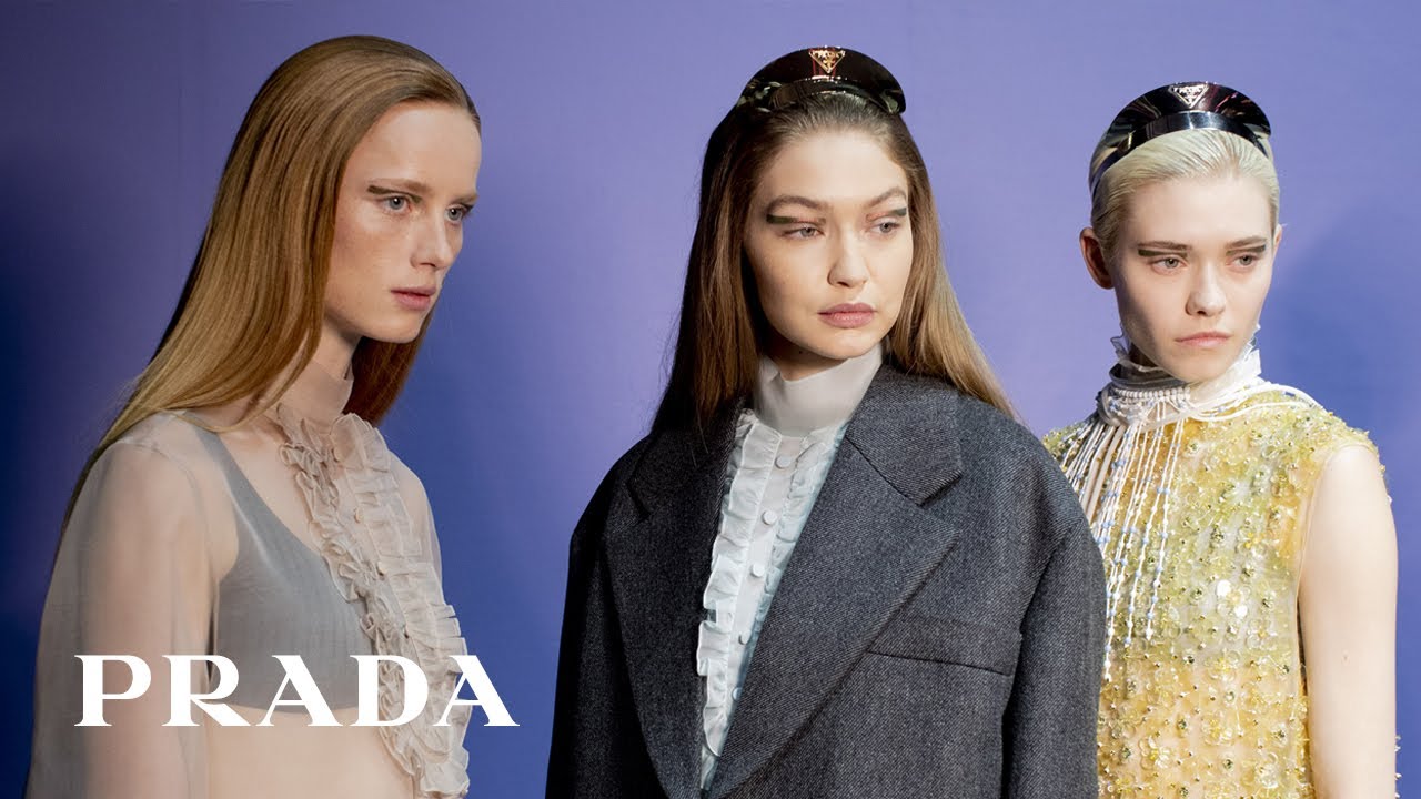 Backstage at Prada Fall/Winter 2020 Womenswear Show