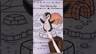 Cute Penguin 🐧 Standing on Ice | Fun Coloring Page for Kids | Penguin Coloring Art Challenge #shorts