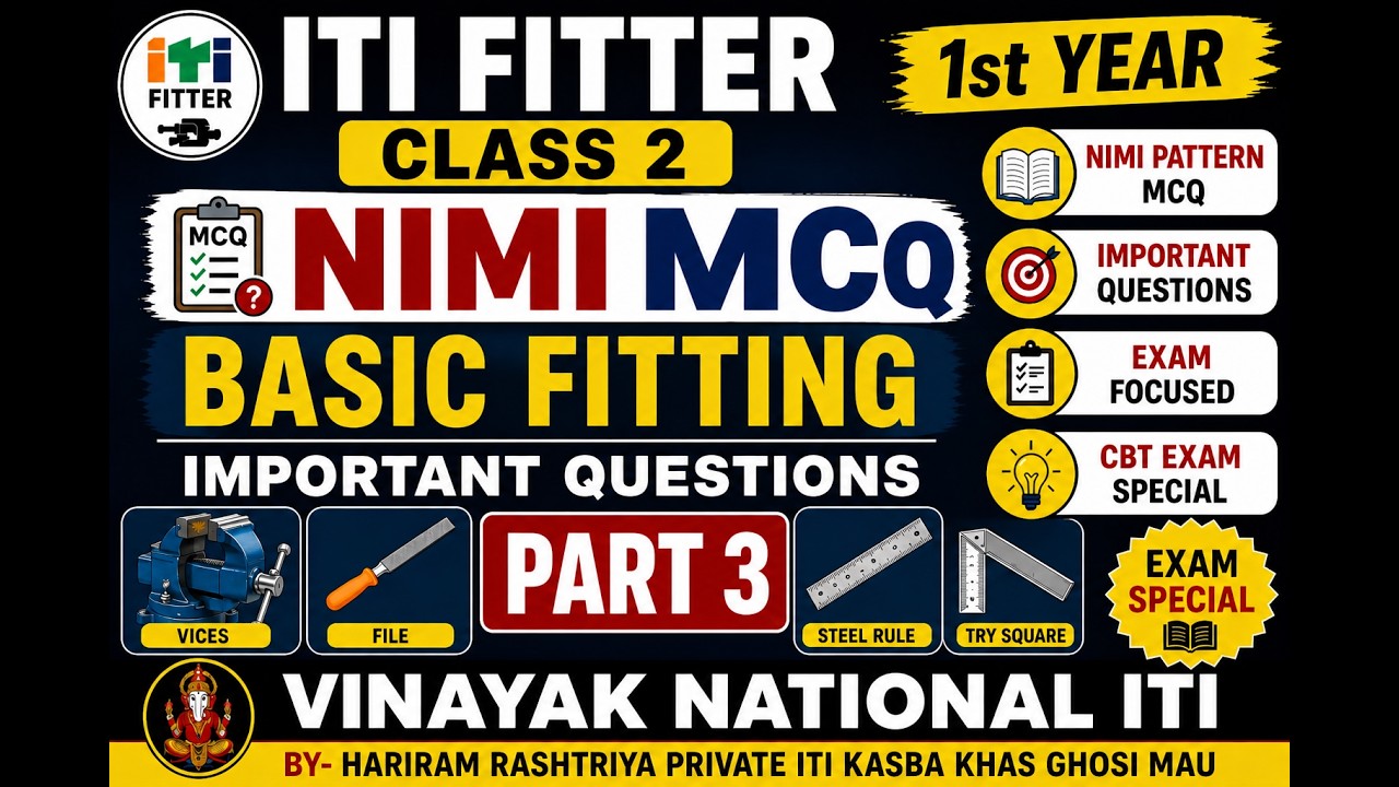 Basic Fitter ITI Fitter 1st Year | Class 2 Part 3 | Basic Fitting MCQ | NIMI ...