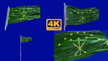 Adygea flag green screen 4k