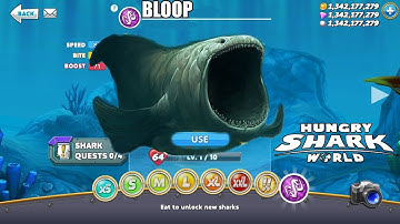 Hungry Shark World BUT I GAME WITH THE NEW BLOOP All 34 Sharks Unlocked Hack Gems and Coins
