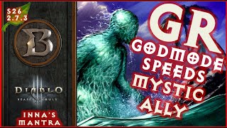 MONK GOD MODE GR SPEEDS WATER ! Inna's Mystic Ally Build 2.7.3 Diablo 3 S26