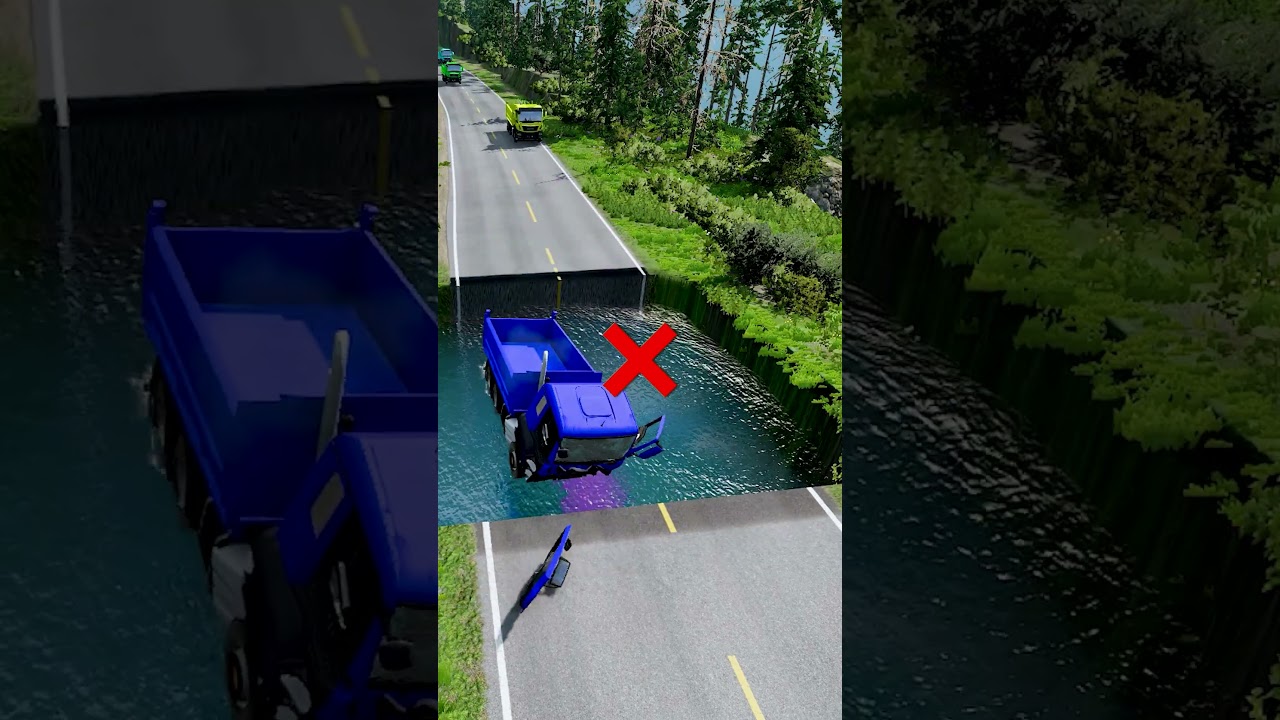 Dump truck vs Large water pit #64 | 