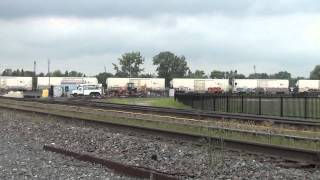 Union Pacific #8041 & 4128 with Railex refrigerator train thunders East @ Fostoria Rail Park 6/8/14