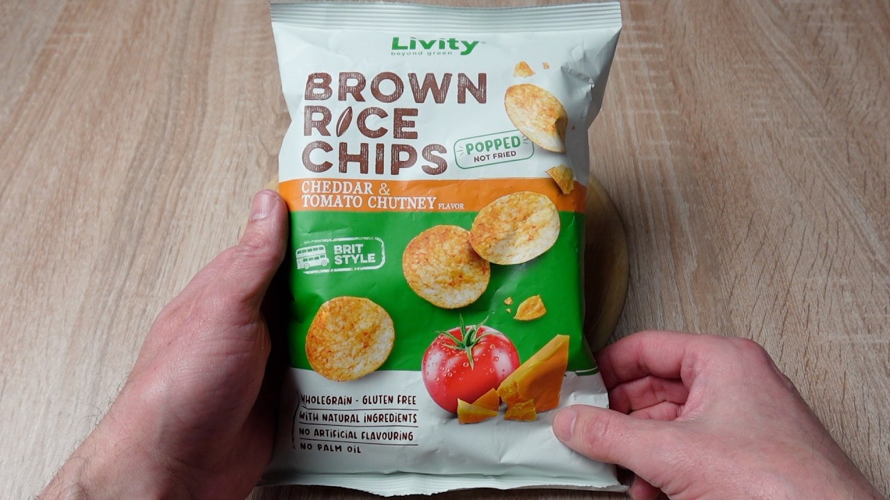 Livity Brown Rice Chips Cheddar & Tomato Chutney Flavour 🍅 Wie schmecken die Reischips ?