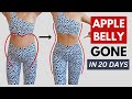 APPLE BELLY FAT GONE IN 20 DAYS, lose hanging belly pooch standing, no jumping, knee friendly