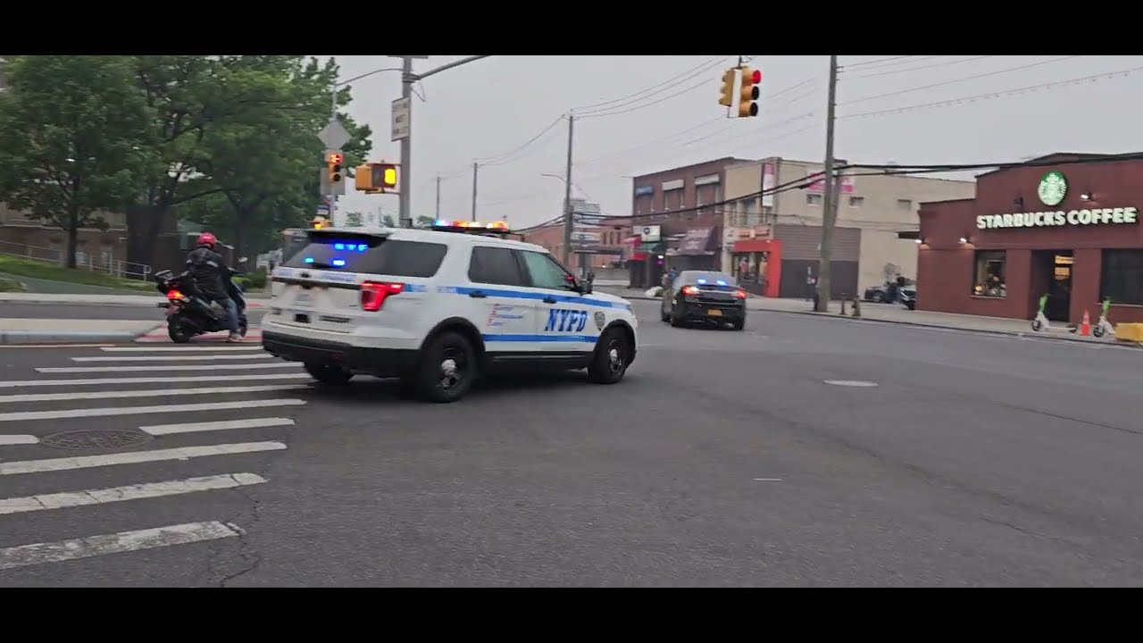 NYPD 49TH PCT Responding With Marked And Unmarked Vehicles On Morris Park Ave In The Bronx, NYC