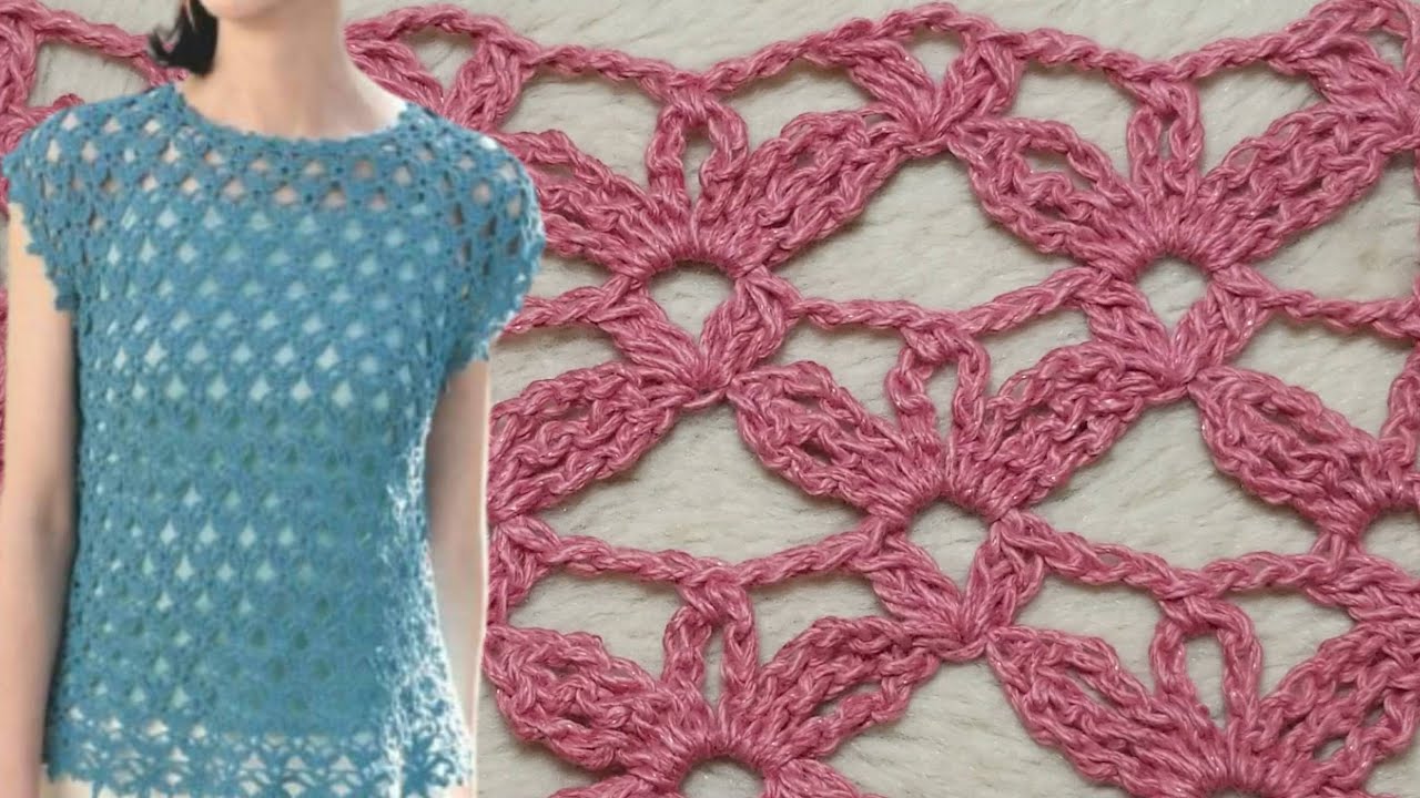 DIY CROCHET PONTO FANTASIA DE 2 CARREIRAS INTERCALADOS  FLORES ECONÔMICO EASY CROCHET