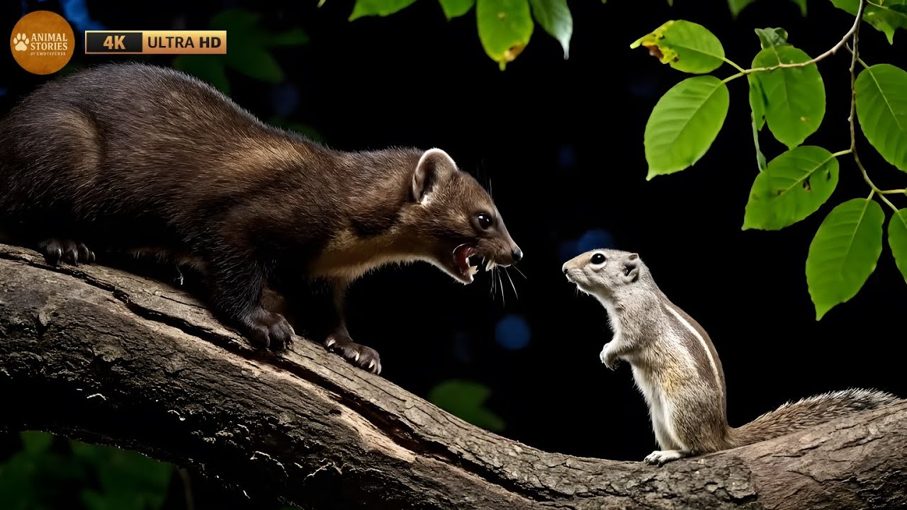 🦊 Night Hunt in the Shadows: Marten vs Flying Squirrel 🐿️ | Animal Stories – by EMOTIVERSE