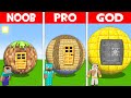 WHO CAN BUILD ROUND SPHERE HOUSE BETTER NOOB vs PRO vs GOD in Minecraft?