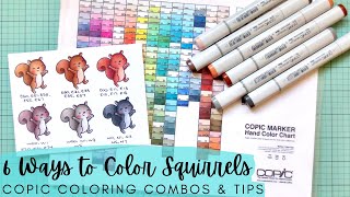 Six Ways to Color Squirrels Copic Coloring Combos Tips Hello Bluebird Stamps