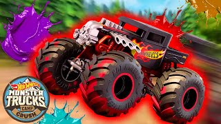 Monster Trucks Enter the Wild Paint Brawl Challenge!  Cartoons for Kids | Hot Wheels