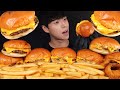      cheeseburger  french fries  onion rings mukbang asmr eating sounds