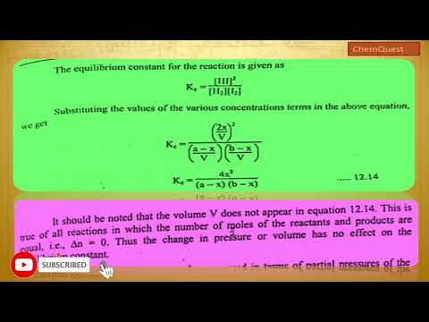 Applications Of Law Of Mass Action To Homogeneous Gaseous Equilibria - Type I (Urdu/Hindi/English)
