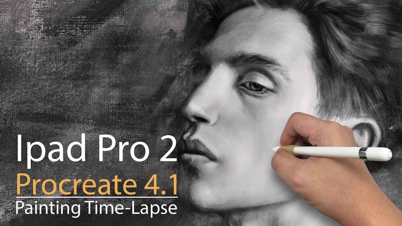 iPad Pro Procreate 4.1 BW Portrait Painting ANATOL MODZELEWSKI - YouTube
